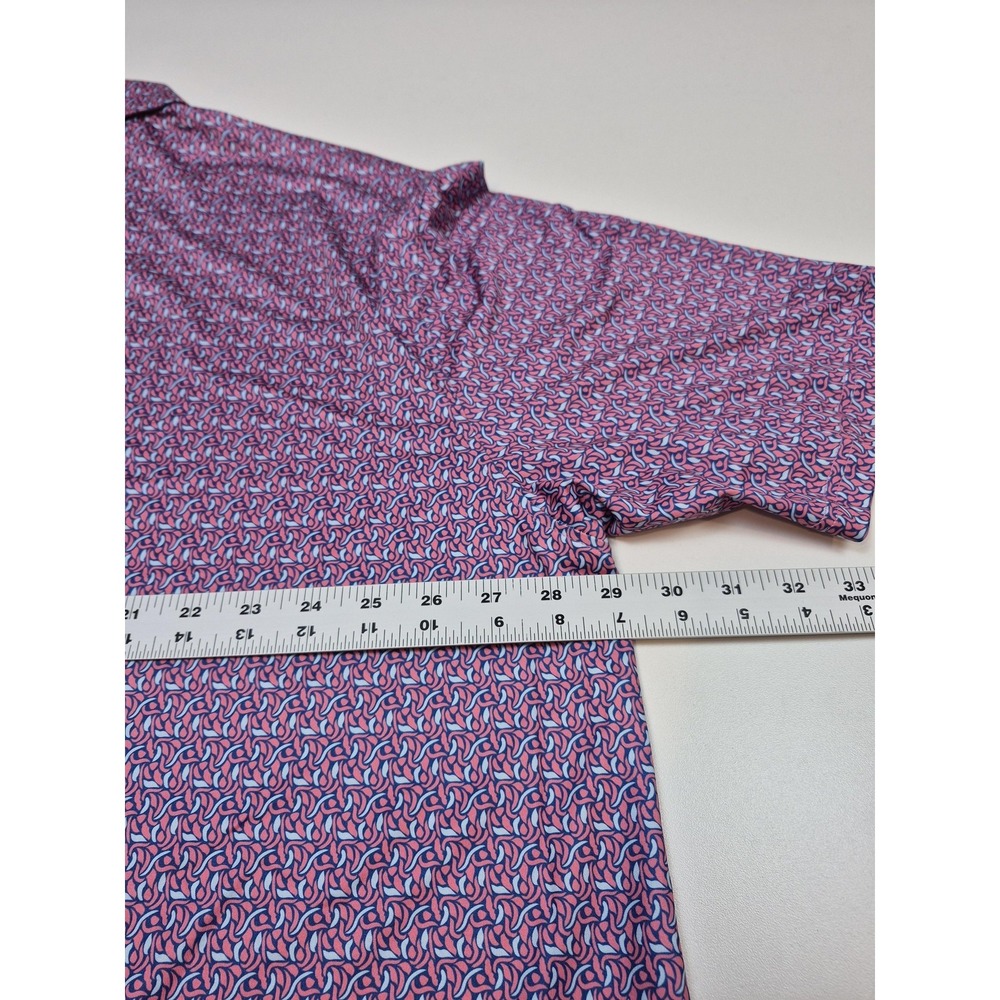 Maelreg Performance Polo Shirt AOP Mens 4XL Pink Big & Tall Geo Stretch Golf - Picture 9 of 12